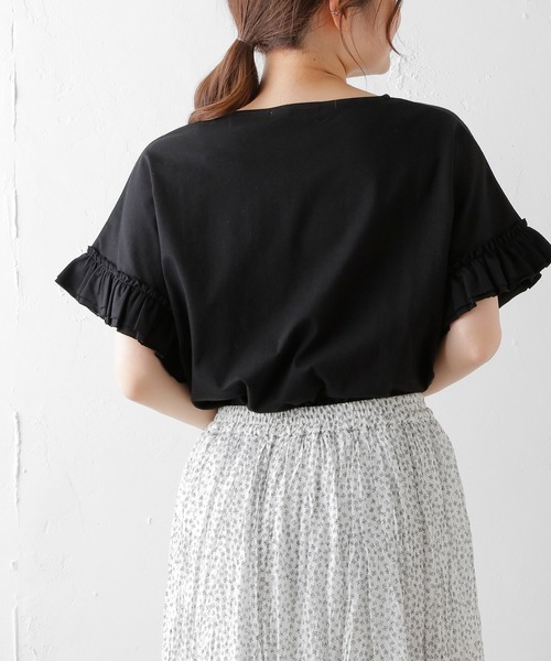 PUAL CE CIN(ピュアルセシン)の「【WEB限定】汗に負けない!フリル袖Tシャツ(Tシャツ/カットソー・レディース・ホワイト/ブラック/グレー/サックスブルー・FREE)」の22枚目の写真