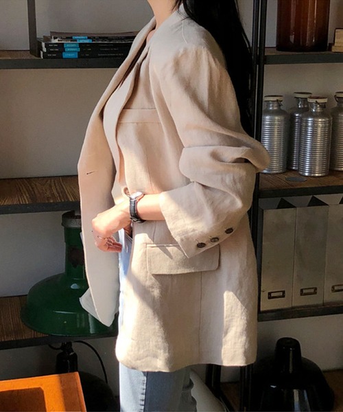 Doula Doula(ドゥーラドゥーラ)の「リネンライクテーラードジャケット(テーラードジャケット・レディース・ベージュ/ブラウン・M/L)」の21枚目の写真