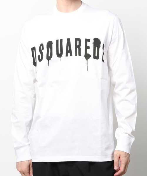 DSQUARED2(ディースクエアード)の「T-SHIRT /DSQUARED2 LOGO SPRAY C. L/S TEE /COOL FIT /WASH /0221(Tシャツ/カットソー・メンズ・ホワイト/ブラック/カーキ・M/S/L/XL)」の2枚目の写真