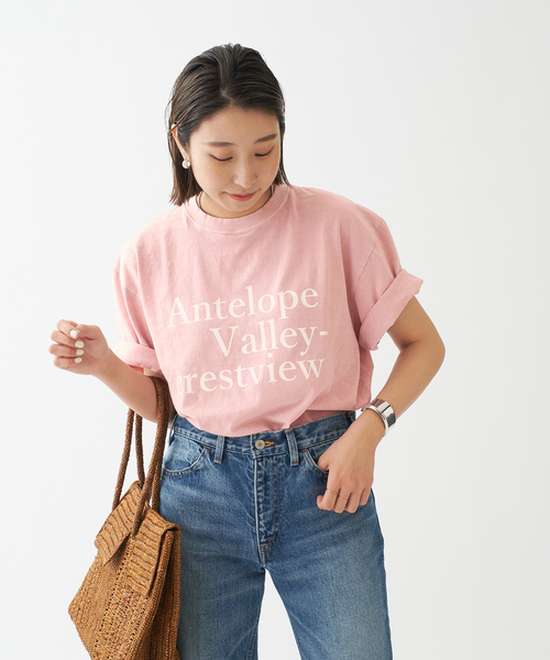 journal standard L'essage（ジャーナルスタンダードレサージュ）の「ピグメントプリントTシャツ（Tシャツ/カットソー・レディース・ホワイト/ネイビー/ピンク・FREE）」の3枚目の写真