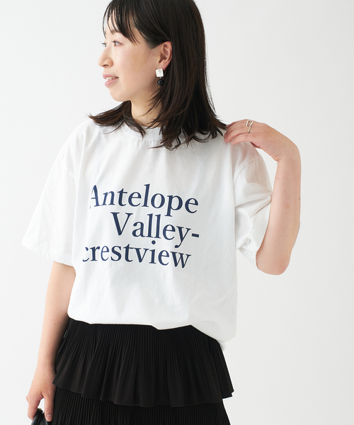 journal standard L'essage（ジャーナルスタンダードレサージュ）の「ピグメントプリントTシャツ（Tシャツ/カットソー・レディース・ホワイト/ネイビー/ピンク・FREE）」の4枚目の写真