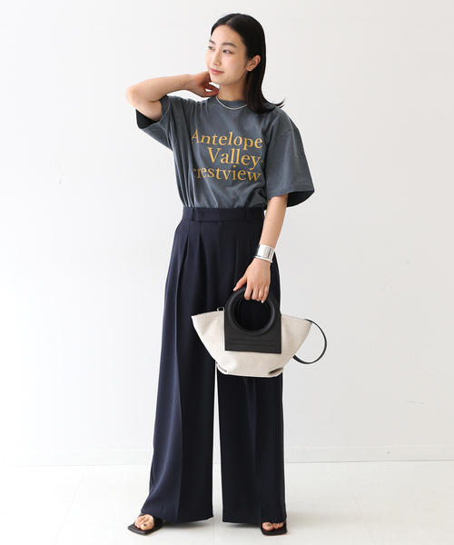 journal standard L'essage（ジャーナルスタンダードレサージュ）の「ピグメントプリントTシャツ（Tシャツ/カットソー・レディース・ホワイト/ネイビー/ピンク・FREE）」の5枚目の写真