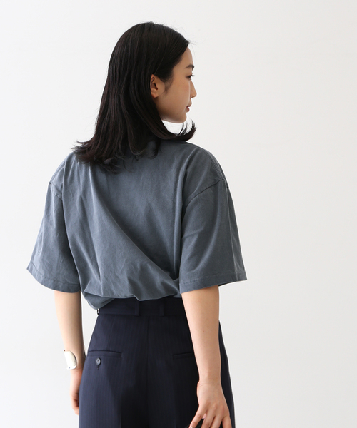 journal standard L'essage（ジャーナルスタンダードレサージュ）の「ピグメントプリントTシャツ（Tシャツ/カットソー・レディース・ホワイト/ネイビー/ピンク・FREE）」の7枚目の写真