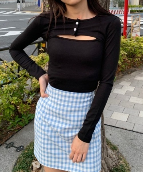 WC(ダブル シー)の「ショートカーデセットトップス(Tシャツ/カットソー・レディース・ホワイト/ブラック/サックスブルー・FREE)」の3枚目の写真