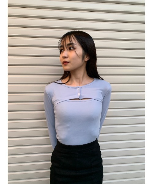 WC(ダブル シー)の「ショートカーデセットトップス(Tシャツ/カットソー・レディース・ホワイト/ブラック/サックスブルー・FREE)」の5枚目の写真