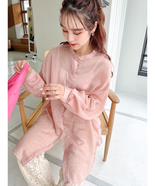 JUMELLE(ジュメロ)の「シースルールーズシャツ(シャツ/ブラウス・レディース・ベージュ/ピンク・FREE)」の3枚目の写真