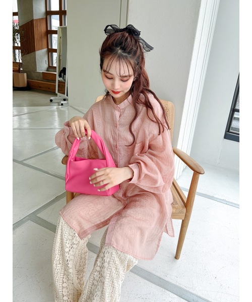 JUMELLE(ジュメロ)の「シースルールーズシャツ(シャツ/ブラウス・レディース・ベージュ/ピンク・FREE)」の4枚目の写真