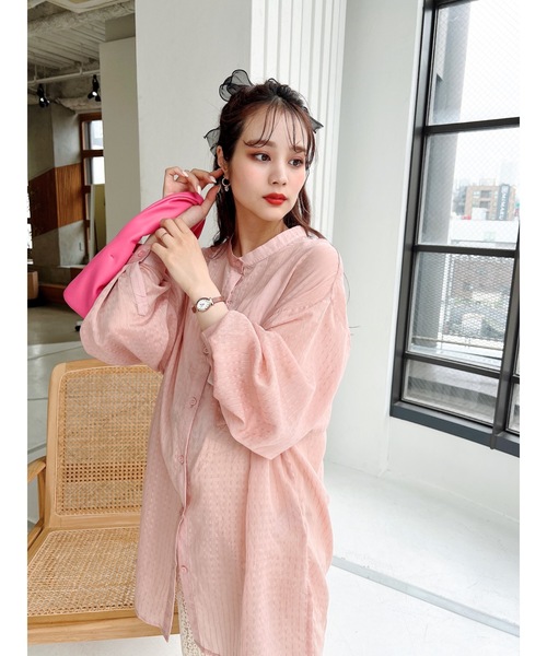 JUMELLE(ジュメロ)の「シースルールーズシャツ(シャツ/ブラウス・レディース・ベージュ/ピンク・FREE)」の5枚目の写真