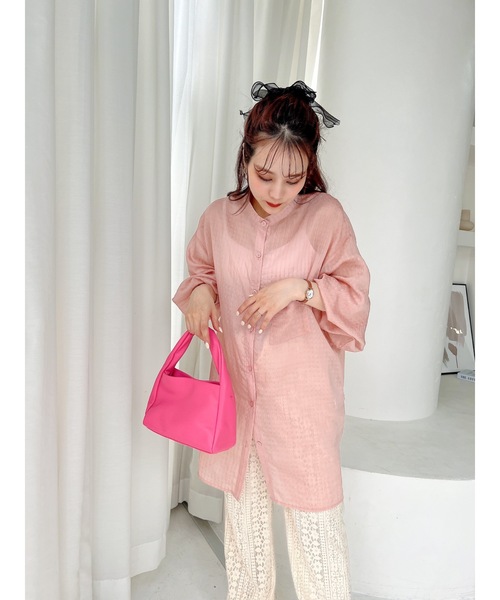 JUMELLE(ジュメロ)の「シースルールーズシャツ(シャツ/ブラウス・レディース・ベージュ/ピンク・FREE)」の9枚目の写真
