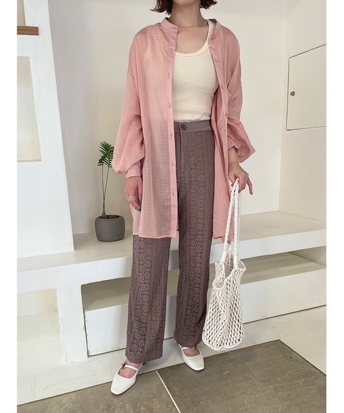 JUMELLE(ジュメロ)の「シースルールーズシャツ(シャツ/ブラウス・レディース・ベージュ/ピンク・FREE)」の14枚目の写真