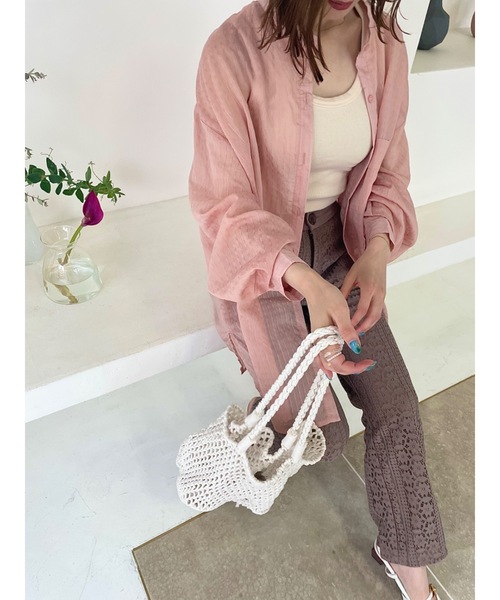 JUMELLE(ジュメロ)の「シースルールーズシャツ(シャツ/ブラウス・レディース・ベージュ/ピンク・FREE)」の13枚目の写真