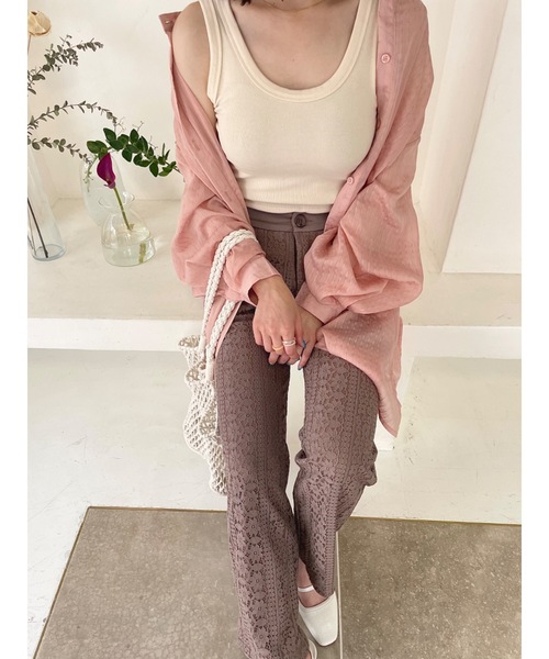 JUMELLE(ジュメロ)の「シースルールーズシャツ(シャツ/ブラウス・レディース・ベージュ/ピンク・FREE)」の15枚目の写真