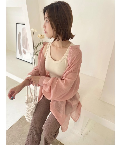 JUMELLE(ジュメロ)の「シースルールーズシャツ(シャツ/ブラウス・レディース・ベージュ/ピンク・FREE)」の16枚目の写真