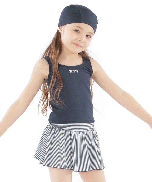 SHIPS（シップス）の「SHIPS KIDS:120～150cm / ストライプ セパレート スイム ウェア（水着・キッズ・ネイビー・120/130/140/150）」の2枚目の写真