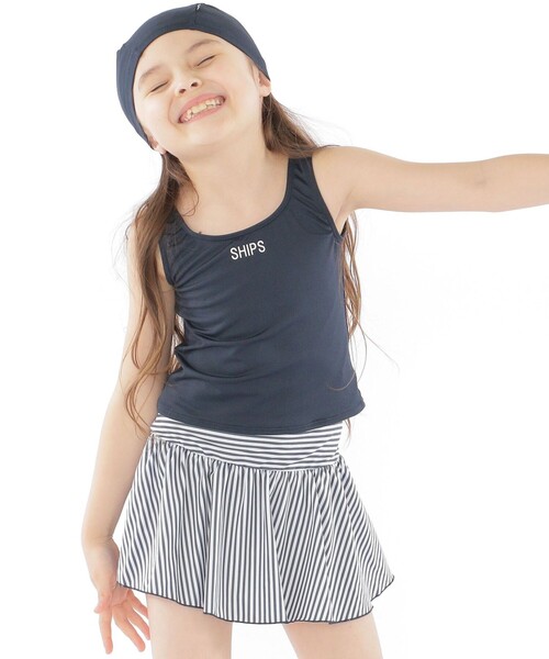 SHIPS（シップス）の「SHIPS KIDS:120～150cm / ストライプ セパレート スイム ウェア（水着・キッズ・ネイビー・120/130/140/150）」の4枚目の写真