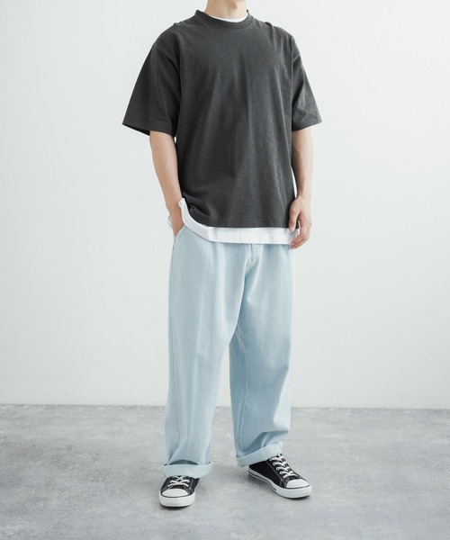 KRIFF MAYER（クリフメイヤー）の「KRIFF MAYER クリフメイヤー オーバーサイズ ヘビーオンスピグメントTシャツ（Tシャツ/カットソー・メンズ・チャコールグレー/ベージュ/ネイビー/オフホワイト/サックスブルー/グリーン/チャコール/ホワイト系/ホワイト系1・L/XL/M）」の14枚目の写真
