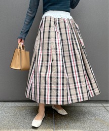 StyleSea | チェックロングギャザーフレアスカート(スカート)