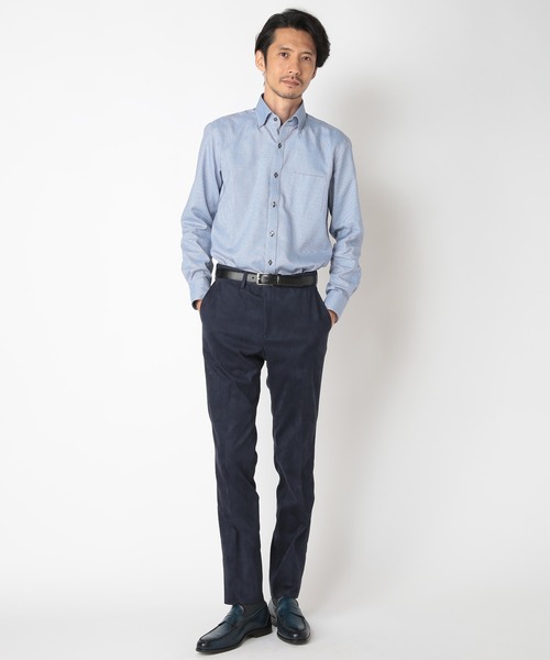CROWDED CLOSET(クラウデッドクローゼット)の「マイクロチェックドビーシャツ(ビジネスシャツ・メンズ・ネイビー/サックスブルー・01/02/03/04)」の6枚目の写真