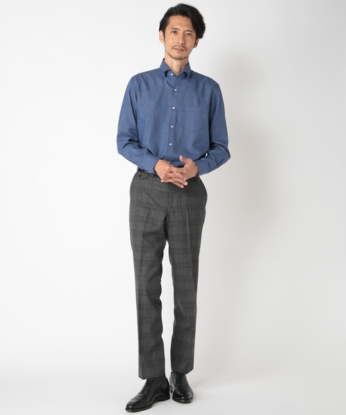 CROWDED CLOSET(クラウデッドクローゼット)の「マイクロチェックドビーシャツ(ビジネスシャツ・メンズ・ネイビー/サックスブルー・01/02/03/04)」の7枚目の写真