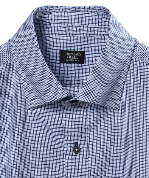 CROWDED CLOSET(クラウデッドクローゼット)の「マイクロチェックドビーシャツ(ビジネスシャツ・メンズ・ネイビー/サックスブルー・01/02/03/04)」の12枚目の写真