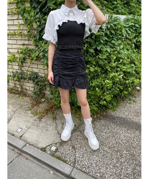 WC（ダブル シー）の「ショートフリル半袖ブラウス（シャツ/ブラウス・レディース・ホワイト・FREE）」の3枚目の写真