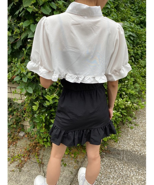 WC（ダブル シー）の「ショートフリル半袖ブラウス（シャツ/ブラウス・レディース・ホワイト・FREE）」の4枚目の写真