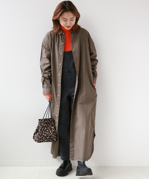 ARMEN(アーメン)の「■【ARMEN/アーメン】POPLIN REGULAR COLLAR MAXI OP:別注ワンピース(シャツワンピース・レディース・チャコールグレー/ネイビー・FREE)」の6枚目の写真