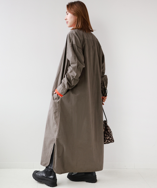 ARMEN(アーメン)の「■【ARMEN/アーメン】POPLIN REGULAR COLLAR MAXI OP:別注ワンピース(シャツワンピース・レディース・チャコールグレー/ネイビー・FREE)」の9枚目の写真