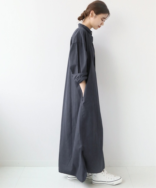 ARMEN(アーメン)の「■【ARMEN/アーメン】POPLIN REGULAR COLLAR MAXI OP:別注ワンピース(シャツワンピース・レディース・チャコールグレー/ネイビー・FREE)」の12枚目の写真