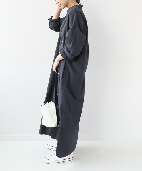 ARMEN(アーメン)の「■【ARMEN/アーメン】POPLIN REGULAR COLLAR MAXI OP:別注ワンピース(シャツワンピース・レディース・チャコールグレー/ネイビー・FREE)」の18枚目の写真