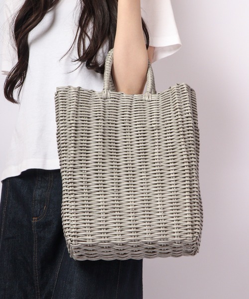 MAKE UP(メイクアップ)の「MAKE UP PE編みトートバッグ(トートバッグ・レディース・グレー/ナチュラル・FREE)」の1枚目の写真