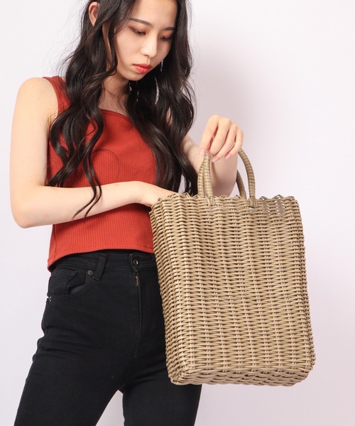 MAKE UP(メイクアップ)の「MAKE UP PE編みトートバッグ(トートバッグ・レディース・グレー/ナチュラル・FREE)」の9枚目の写真