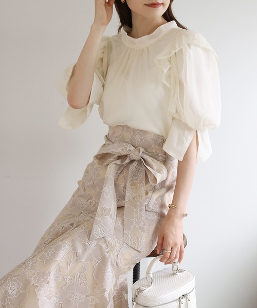 one after another NICE CLAUP（ワンアフターアナザーナイスクラップ）の「低身長向けサイズあり　ラッフルマーメイドスカート（スカート・レディース・ブラック/ライトベージュ/ベージュ系その他/ブラウン・MEDIUM/SMALL）」の8枚目の写真