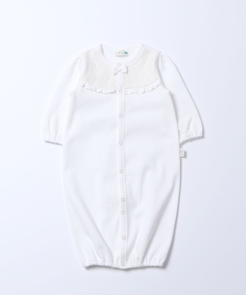 KP(ケーピー)の「レース付きの2WAYカバーオール・ロンパース(Free 50-70cm)(ロンパース・キッズ・オフホワイト/ピンク・FREE)」の2枚目の写真