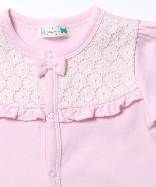 KP(ケーピー)の「レース付きの2WAYカバーオール・ロンパース(Free 50-70cm)(ロンパース・キッズ・オフホワイト/ピンク・FREE)」の3枚目の写真