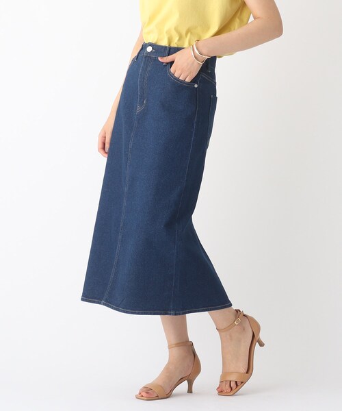 OPAQUE.CLIP（オペークドットクリップ）の「◆オーガニックコットンデニム 201B ナロースカート【WEB限定サイズ】（デニムスカート・レディース・ダークネイビー/チャコールグレー/ブルー・36/38/42/34/40）」の3枚目の写真