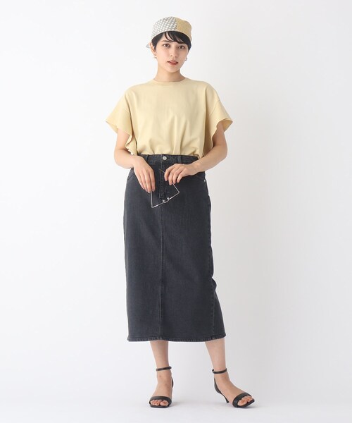 OPAQUE.CLIP（オペークドットクリップ）の「◆オーガニックコットンデニム 201B ナロースカート【WEB限定サイズ】（デニムスカート・レディース・ダークネイビー/チャコールグレー/ブルー・36/38/42/34/40）」の4枚目の写真