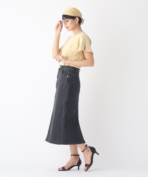 OPAQUE.CLIP（オペークドットクリップ）の「◆オーガニックコットンデニム 201B ナロースカート【WEB限定サイズ】（デニムスカート・レディース・ダークネイビー/チャコールグレー/ブルー・36/38/42/34/40）」の5枚目の写真