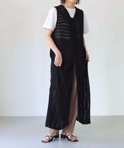 vingtrois(バントロア)の「【shemoshelly】前後2way透かし柄ノースリーブワンピース(ワンピース・レディース・ホワイト/ブラック/ブラウン・FREE)」の2枚目の写真