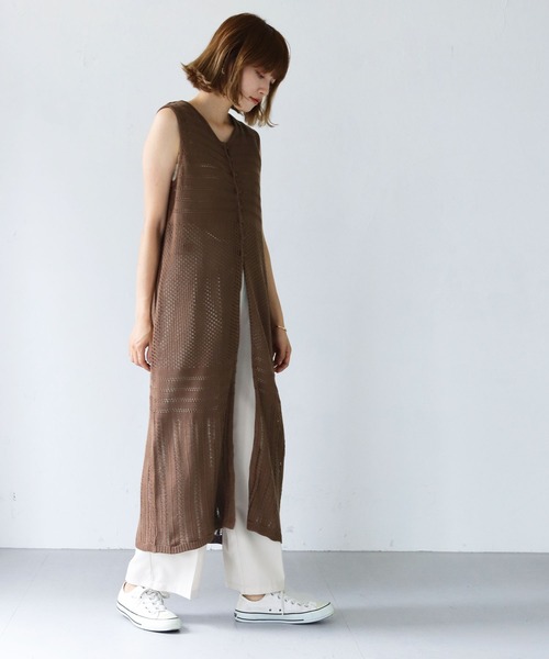 vingtrois(バントロア)の「【shemoshelly】前後2way透かし柄ノースリーブワンピース(ワンピース・レディース・ホワイト/ブラック/ブラウン・FREE)」の22枚目の写真