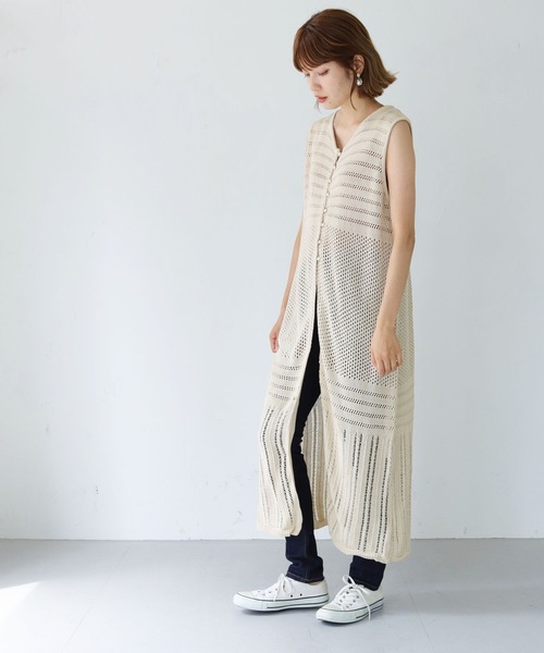 vingtrois(バントロア)の「【shemoshelly】前後2way透かし柄ノースリーブワンピース(ワンピース・レディース・ホワイト/ブラック/ブラウン・FREE)」の8枚目の写真