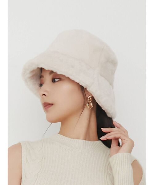 RESEXXY（リゼクシー）の「フェイクファーバケットハット（ハット・レディース・ブラック/ベージュ/アイボリー・FREE）」の2枚目の写真