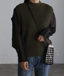 ap retro | 2022/新作 サイドデザインハイネックニットベスト(ベスト)