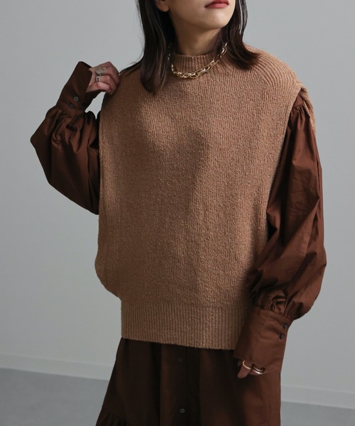 ap retro（アプレトロ）の「サイドデザインハイネックニットベスト（ベスト・レディース・ブラック/ベージュ/アイボリー/カーキ・FREE）」の13枚目の写真