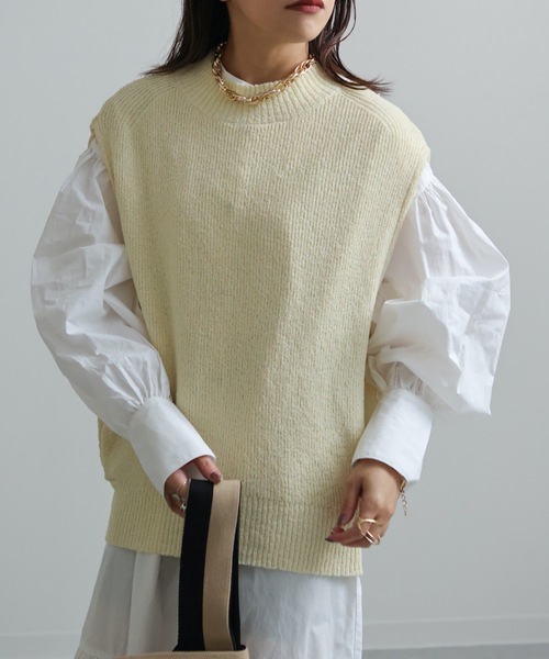 ap retro（アプレトロ）の「サイドデザインハイネックニットベスト（ベスト・レディース・ブラック/ベージュ/アイボリー/カーキ・FREE）」の17枚目の写真