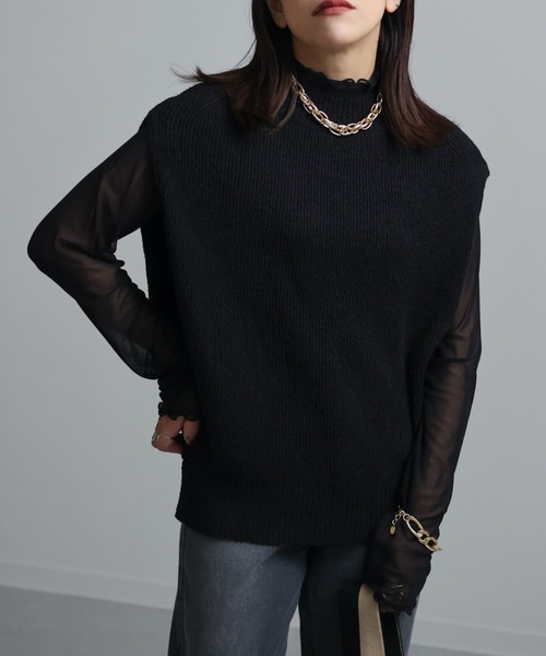 ap retro（アプレトロ）の「サイドデザインハイネックニットベスト（ベスト・レディース・ブラック/ベージュ/アイボリー/カーキ・FREE）」の18枚目の写真