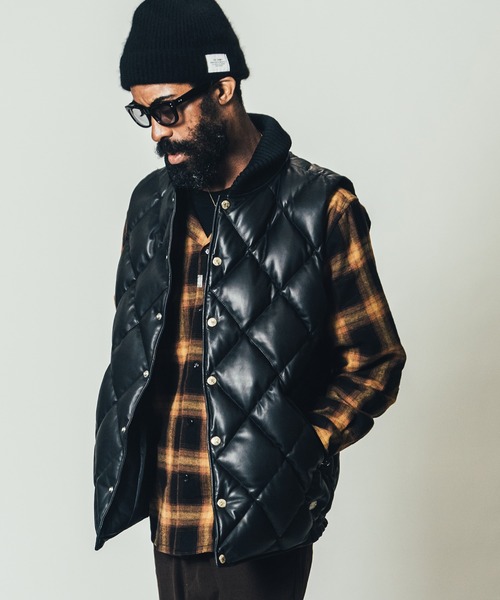 CRIMIE（クライミー）の「DIAMOND QUILT LAMB LEATHER DOWN VEST