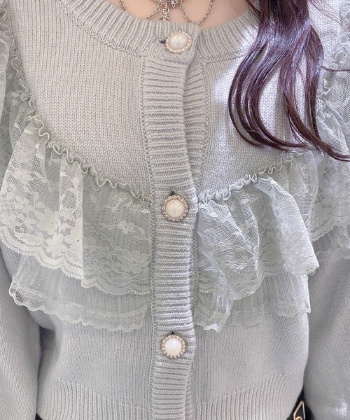 ROJITA(ロジータ)の「ビジューレースフリルニットカーデ(カーディガン/ボレロ・レディース・アイボリー/グレー/ブラック・FREE)」の20枚目の写真