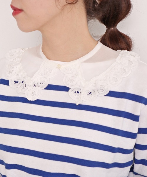 Dot&Stripes CHILD WOMAN(ドットアンドストライプス チャイルドウーマン)の「綿オーガンジー付け衿(付け襟・レディース・ブラック/ホワイト・FREE)」の15枚目の写真