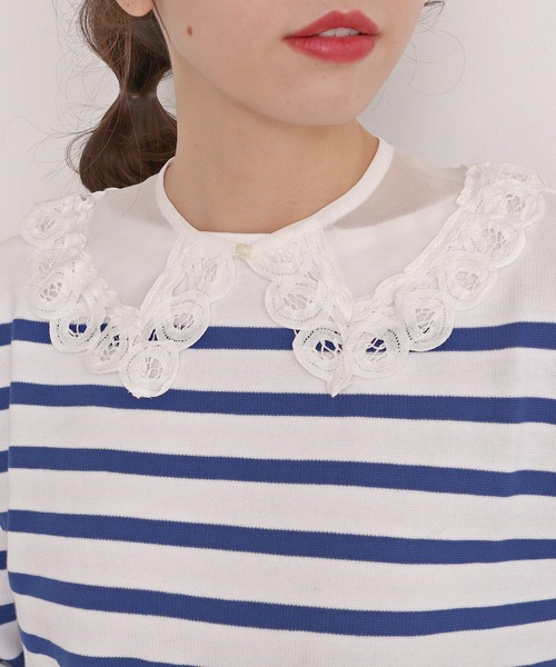 Dot&Stripes CHILD WOMAN(ドットアンドストライプス チャイルドウーマン)の「綿オーガンジー付け衿(付け襟・レディース・ブラック/ホワイト・FREE)」の16枚目の写真